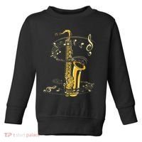 Music Notes Treble Clef Saxophonist Jazz Musician Saxophone Toddler Sweatshirt thumb 0