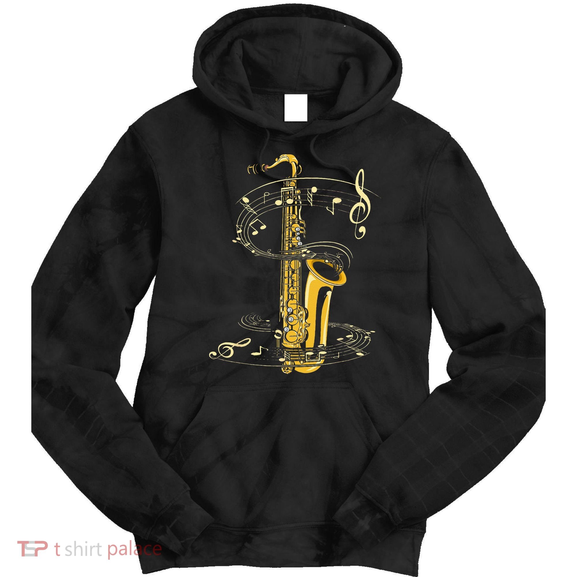 Music Notes Treble Clef Saxophonist Jazz Musician Saxophone Tie Dye Hoodie