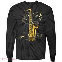Music Notes Treble Clef Saxophonist Jazz Musician Saxophone Tie-Dye Long Sleeve Shirt thumb 0