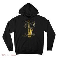 Music Notes Treble Clef Saxophonist Jazz Musician Saxophone Tall Hoodie thumb 0