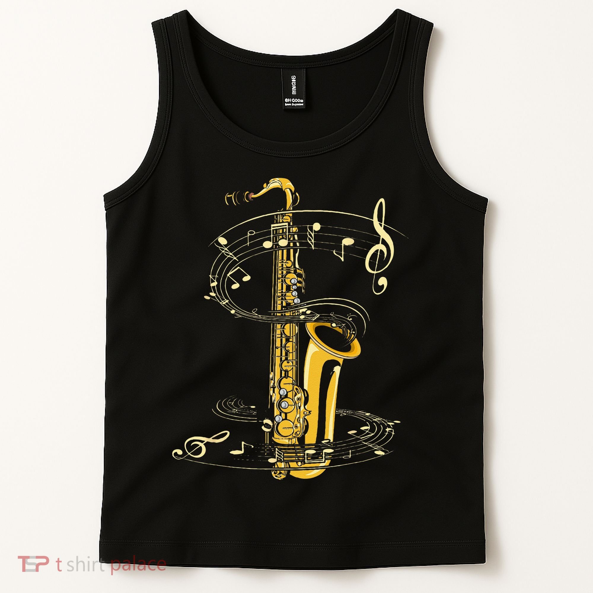 Music Notes Treble Clef Saxophonist Jazz Musician Saxophone Tank Top