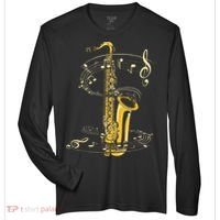 Music Notes Treble Clef Saxophonist Jazz Musician Saxophone Zone Performance Long-Sleeve T-Shirt thumb 0