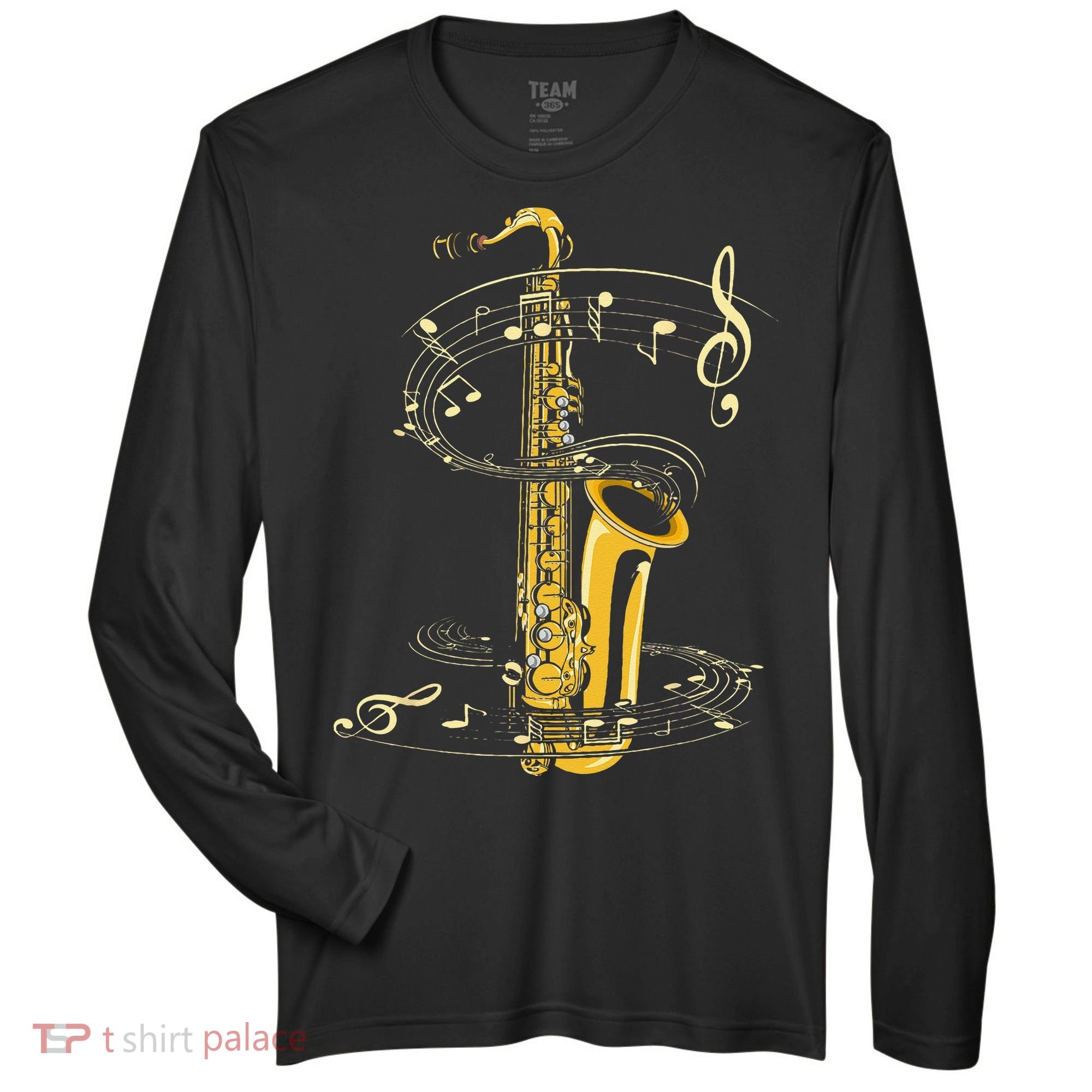 Music Notes Treble Clef Saxophonist Jazz Musician Saxophone Zone Performance Long-Sleeve T-Shirt