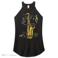 Music Notes Treble Clef Saxophonist Jazz Musician Saxophone Women's Perfect Tri Rocker Tank thumb 0