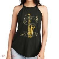 Music Notes Treble Clef Saxophonist Jazz Musician Saxophone Women's Perfect Tri Rocker Tank thumb 2