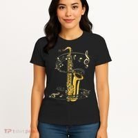 Music Notes Treble Clef Saxophonist Jazz Musician Saxophone Women's T-Shirt thumb 4