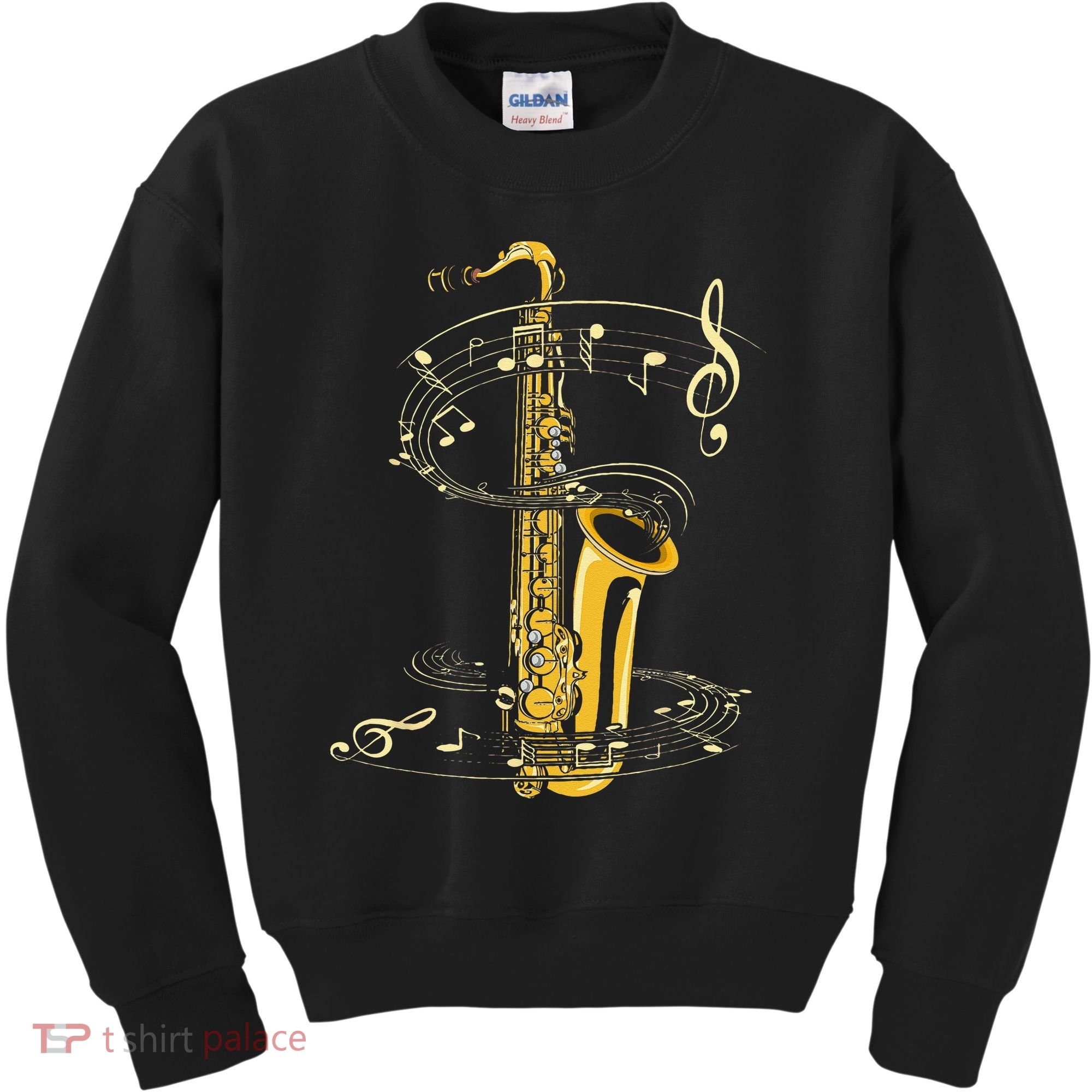 Music Notes Treble Clef Saxophonist Jazz Musician Saxophone Kids Sweatshirt