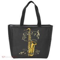 Music Notes Treble Clef Saxophonist Jazz Musician Saxophone Tote Bag thumb 0