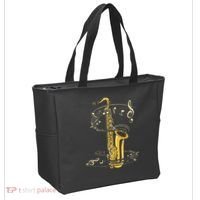 Music Notes Treble Clef Saxophonist Jazz Musician Saxophone Tote Bag thumb 2
