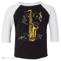 Music Notes Treble Clef Saxophonist Jazz Musician Saxophone Toddler Fine Jersey T-Shirt thumb 0