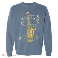 Music Notes Treble Clef Saxophonist Jazz Musician Saxophone Garment-Dyed Sweatshirt thumb 0