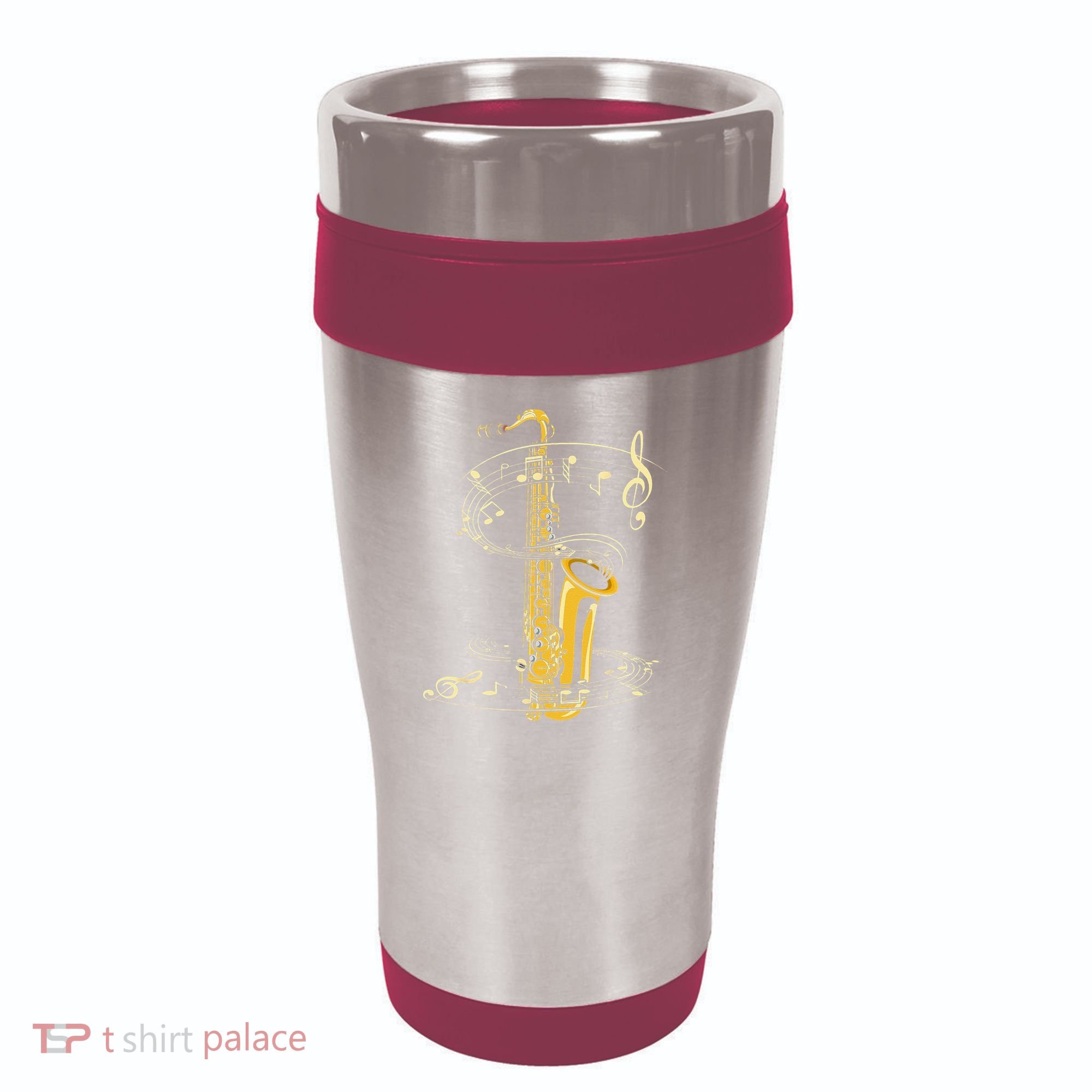 Music Notes Treble Clef Saxophonist Jazz Musician Saxophone 16oz Travel Tumbler