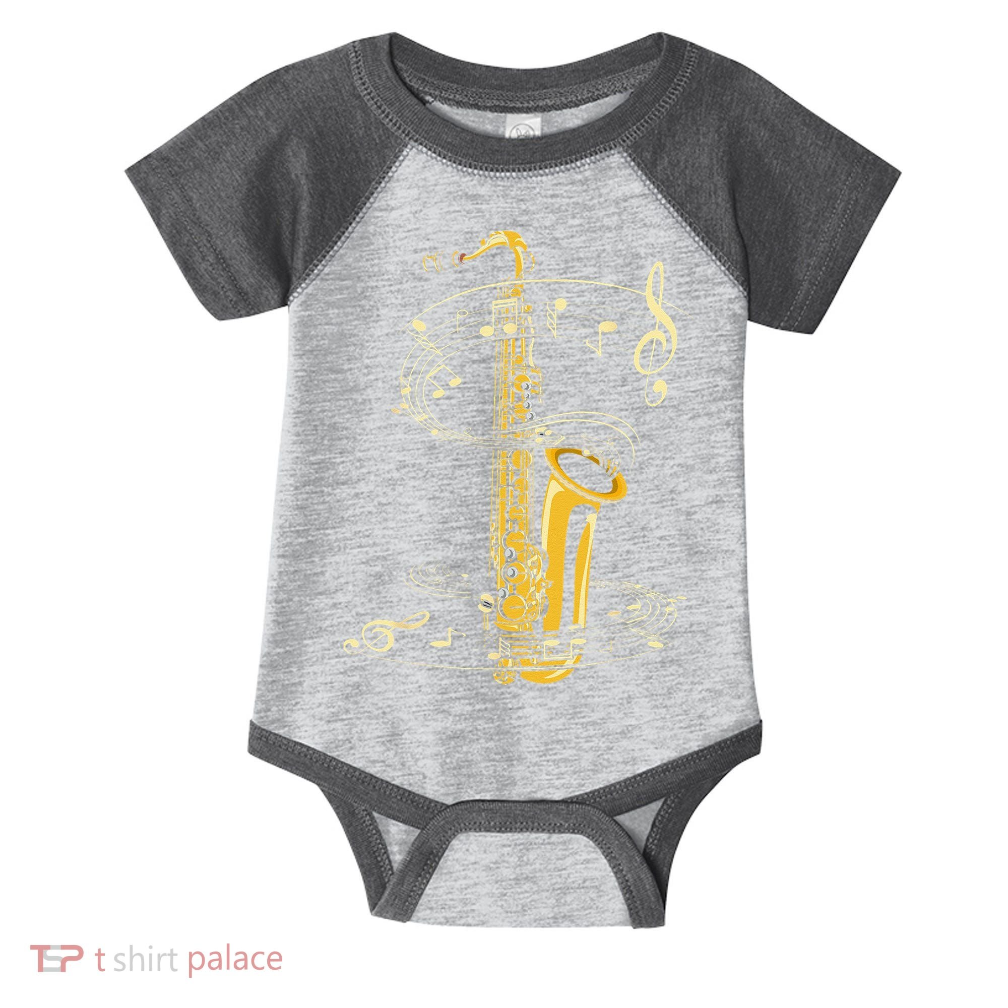 Music Notes Treble Clef Saxophonist Jazz Musician Saxophone Infant Baby Jersey Bodysuit