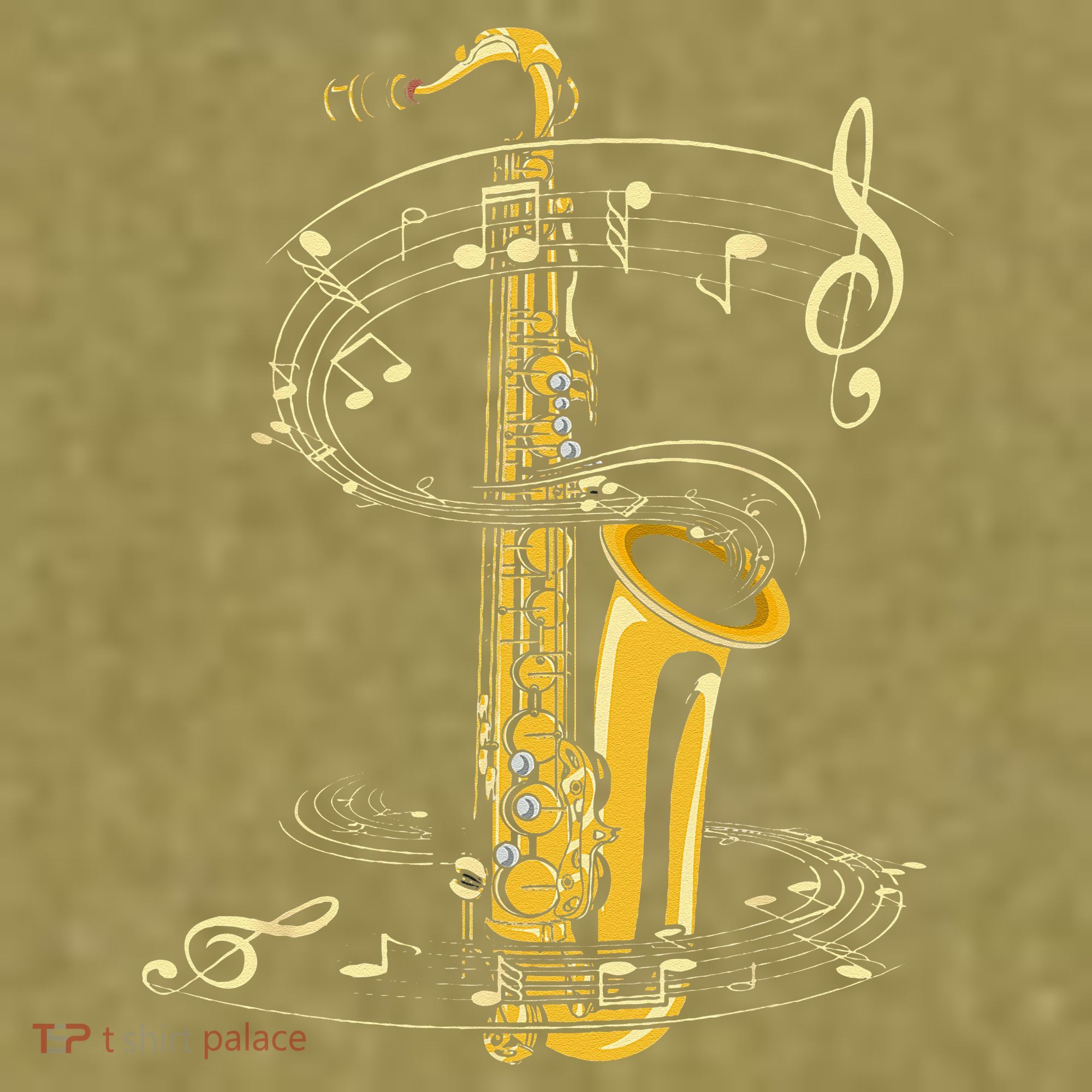 Music Notes Treble Clef Saxophonist Jazz Musician Saxophone Garment-Dyed Women's Muscle Tee