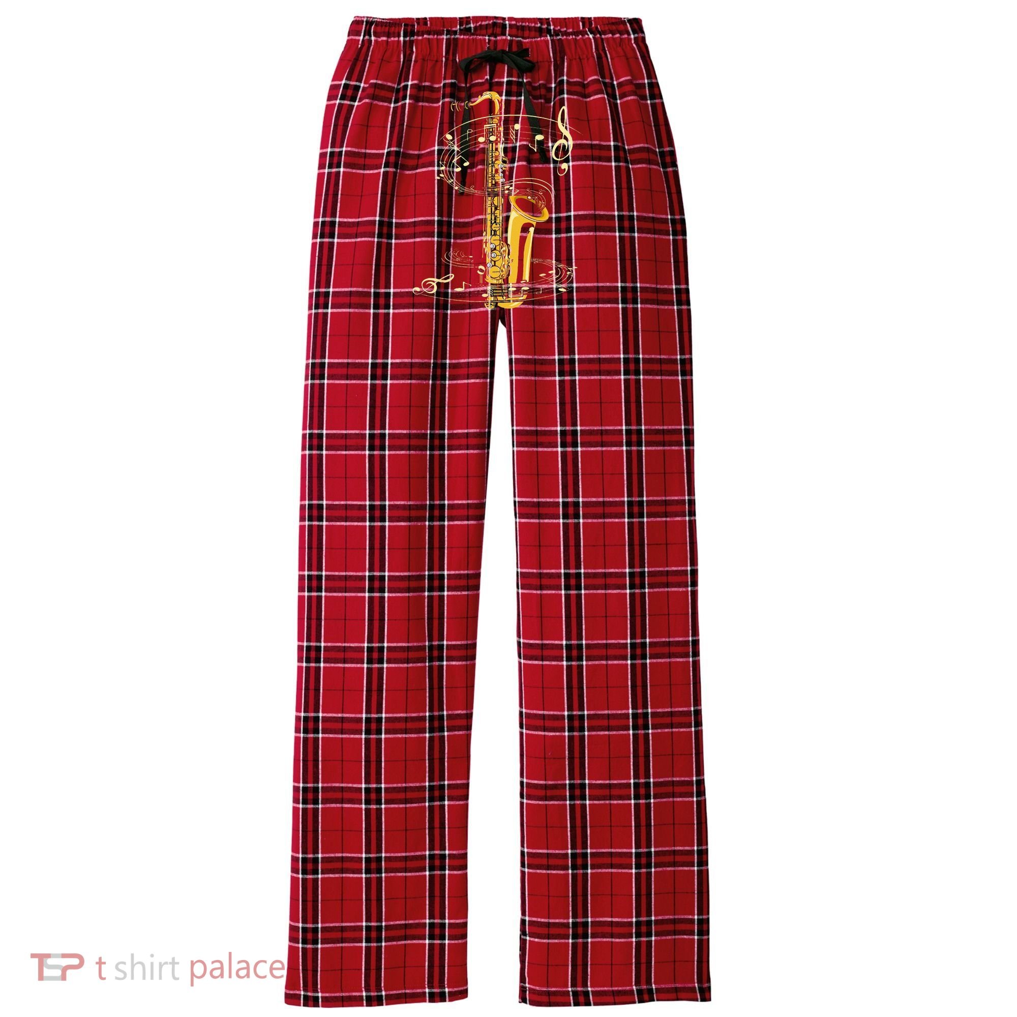 Music Notes Treble Clef Saxophonist Jazz Musician Saxophone Women's Flannel Plaid Pajama Pants