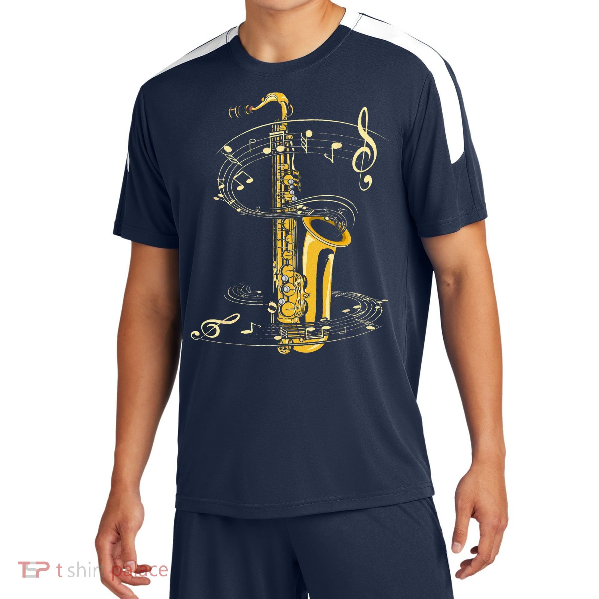 Music Notes Treble Clef Saxophonist Jazz Musician Saxophone Sport-Tek Competitor United Soccer Jersey