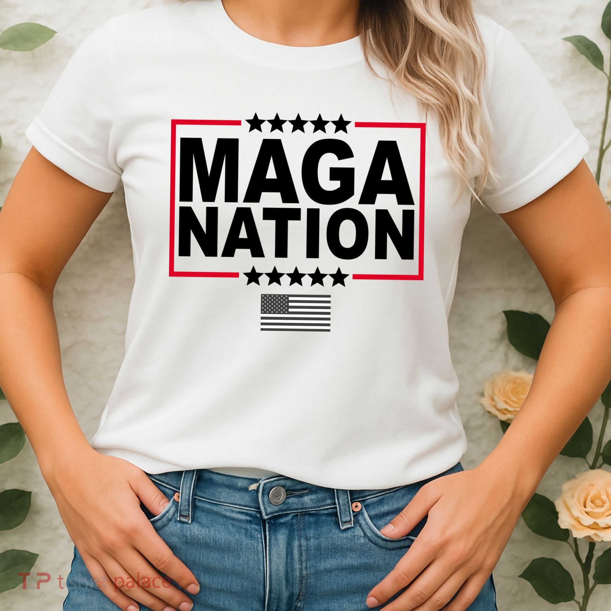 Maga Nation Usa Flag Women's T-Shirt