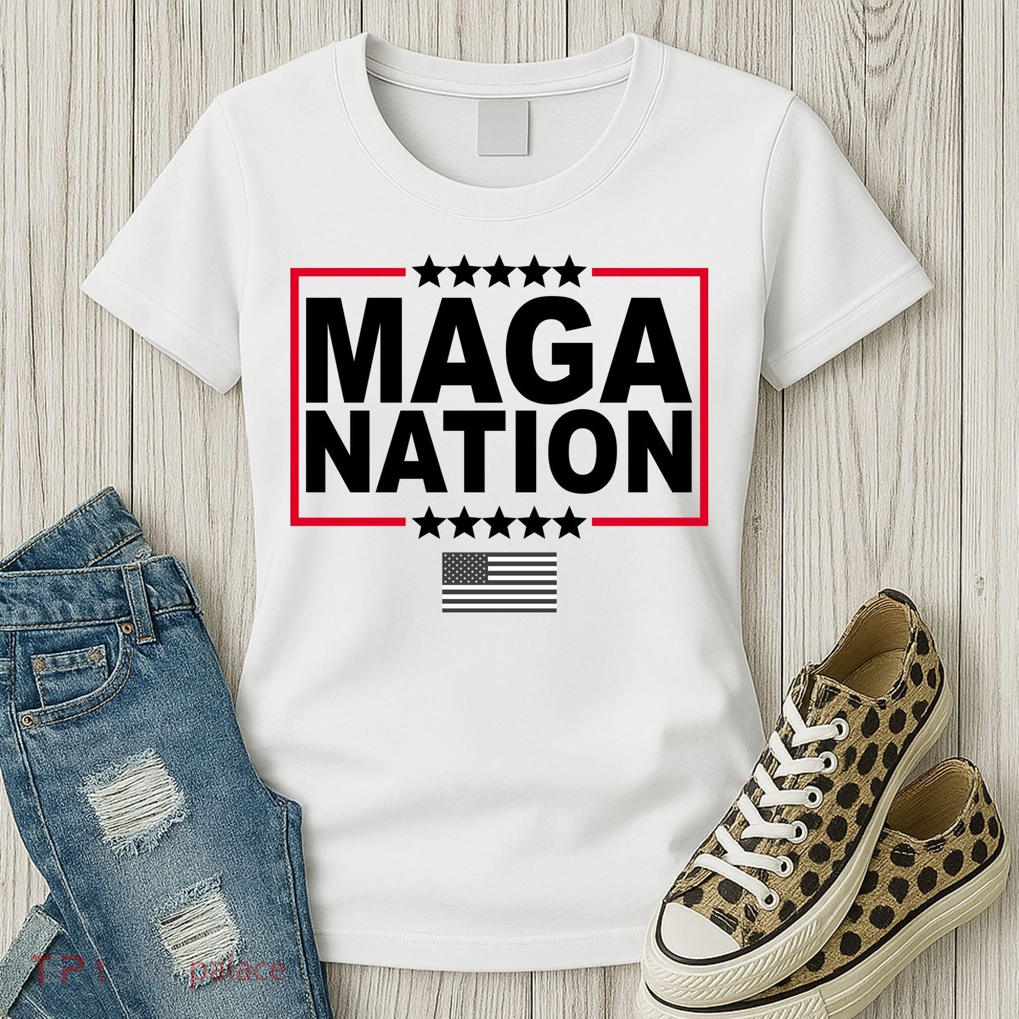 Maga Nation Usa Flag Women's T-Shirt