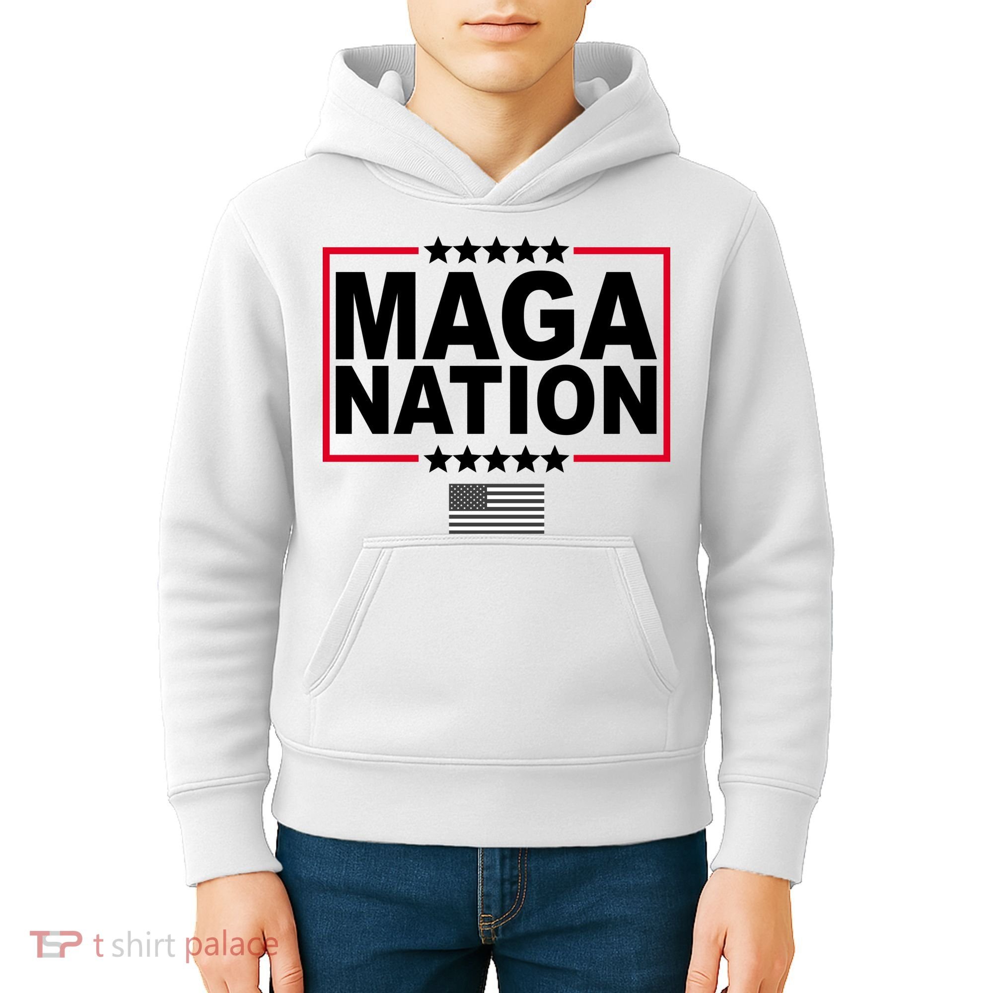 Maga Nation Usa Flag Kids Hoodie