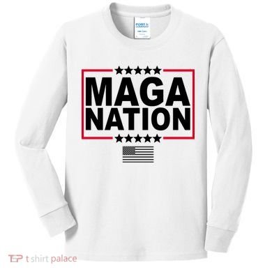 Maga Nation Usa Flag Kids Long Sleeve Shirt