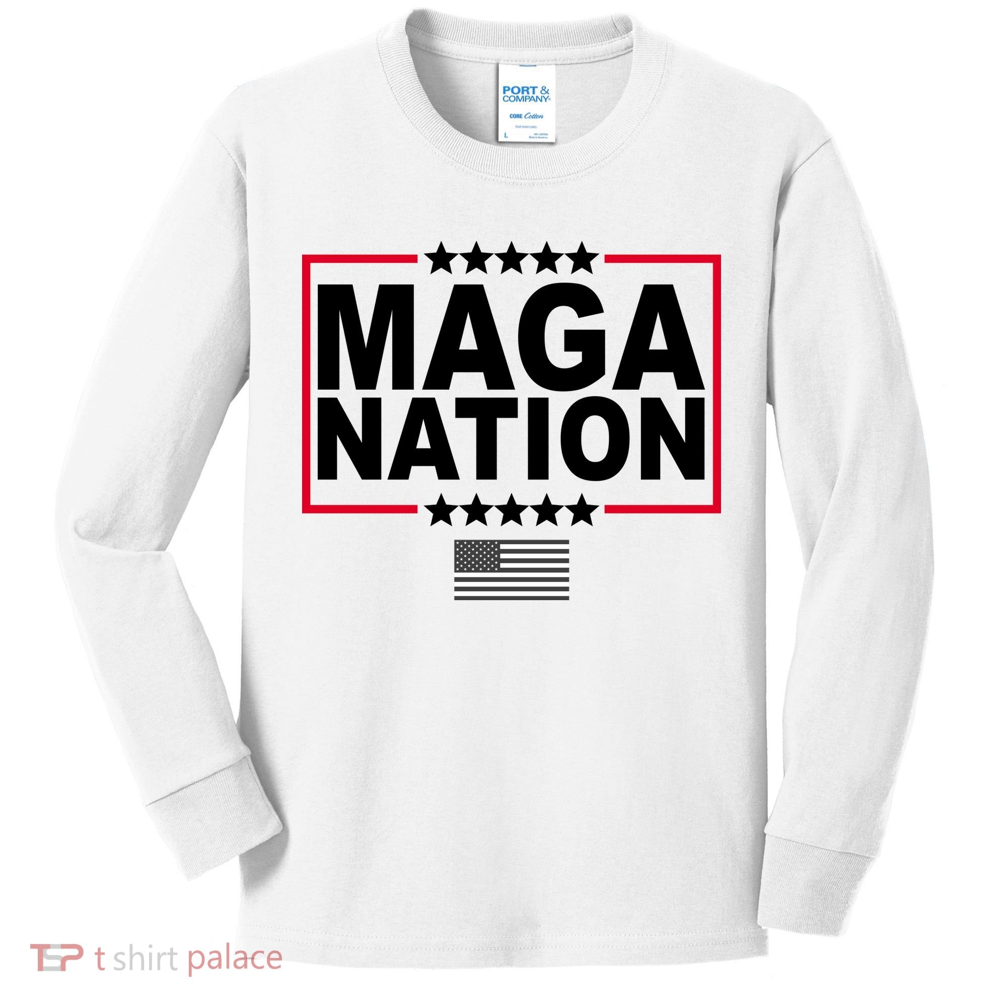 Maga Nation Usa Flag Kids Long Sleeve Shirt