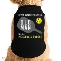 Mens Never Underestimate An Old Man Pickleball Paddle Gift TShirt Doggie Tank thumb 0