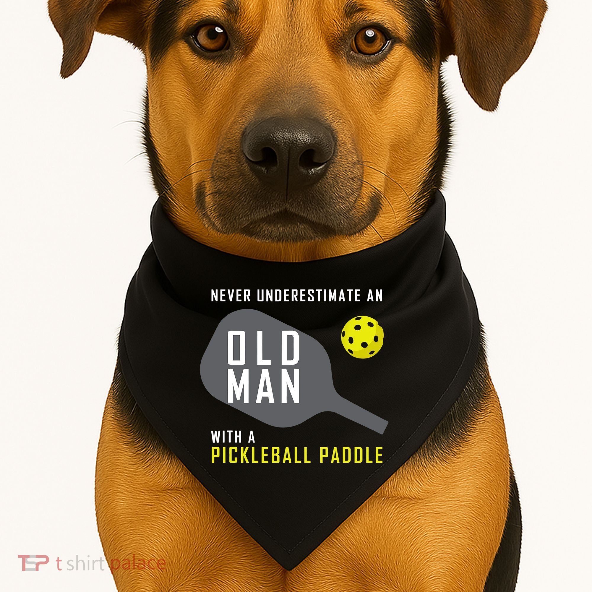 Mens Never Underestimate An Old Man Pickleball Paddle Gift TShirt USA-Made Doggie Bandana