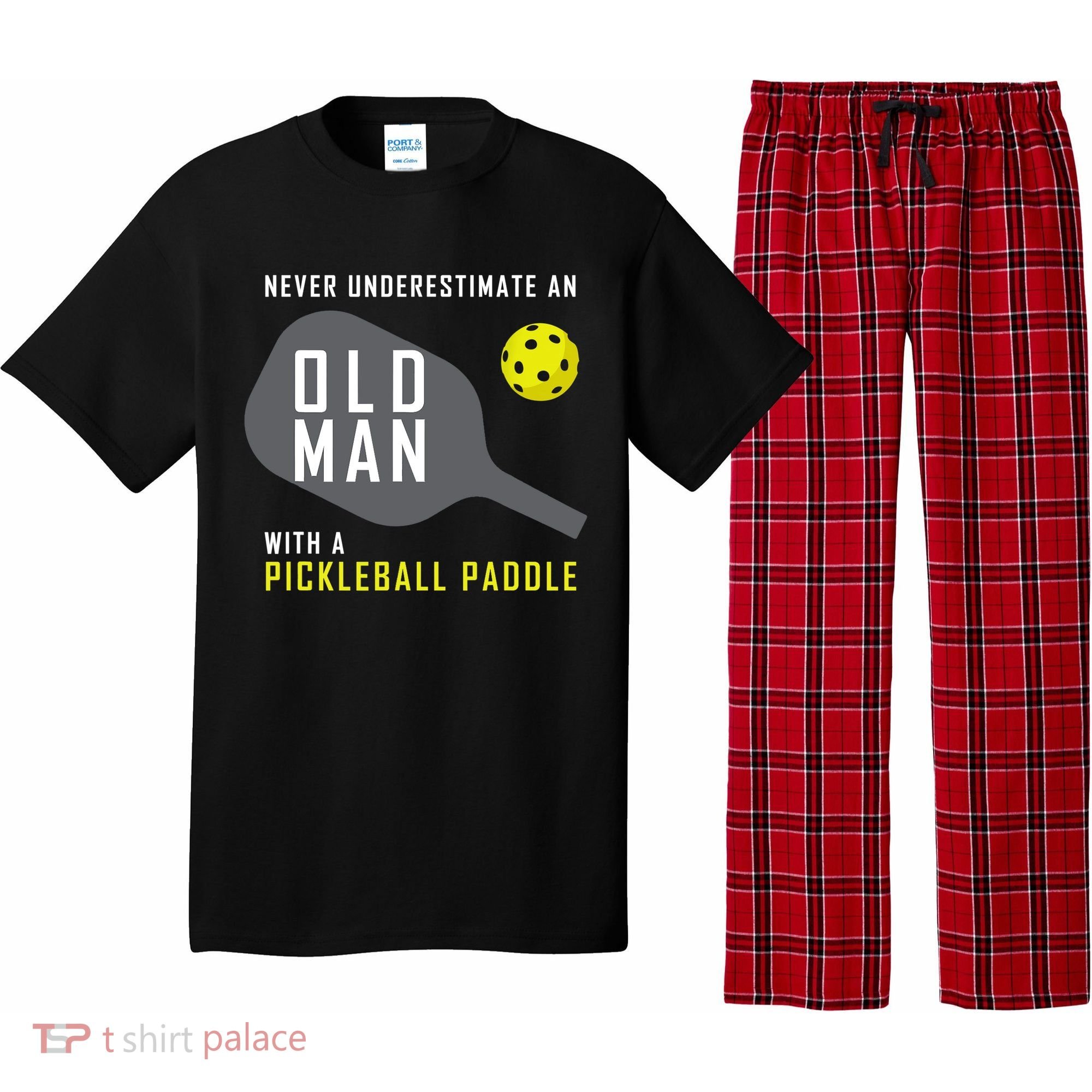 Mens Never Underestimate An Old Man Pickleball Paddle Gift TShirt Pajama Set