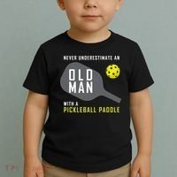 Mens Never Underestimate An Old Man Pickleball Paddle Gift TShirt Toddler T-Shirt thumb 2