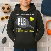 Mens Never Underestimate An Old Man Pickleball Paddle Gift TShirt Kids Hoodie thumb 2