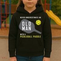 Mens Never Underestimate An Old Man Pickleball Paddle Gift TShirt Kids Hoodie thumb 3
