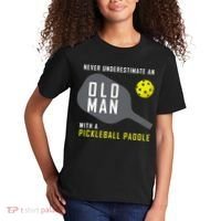 Mens Never Underestimate An Old Man Pickleball Paddle Gift TShirt Kids T-Shirt thumb 2