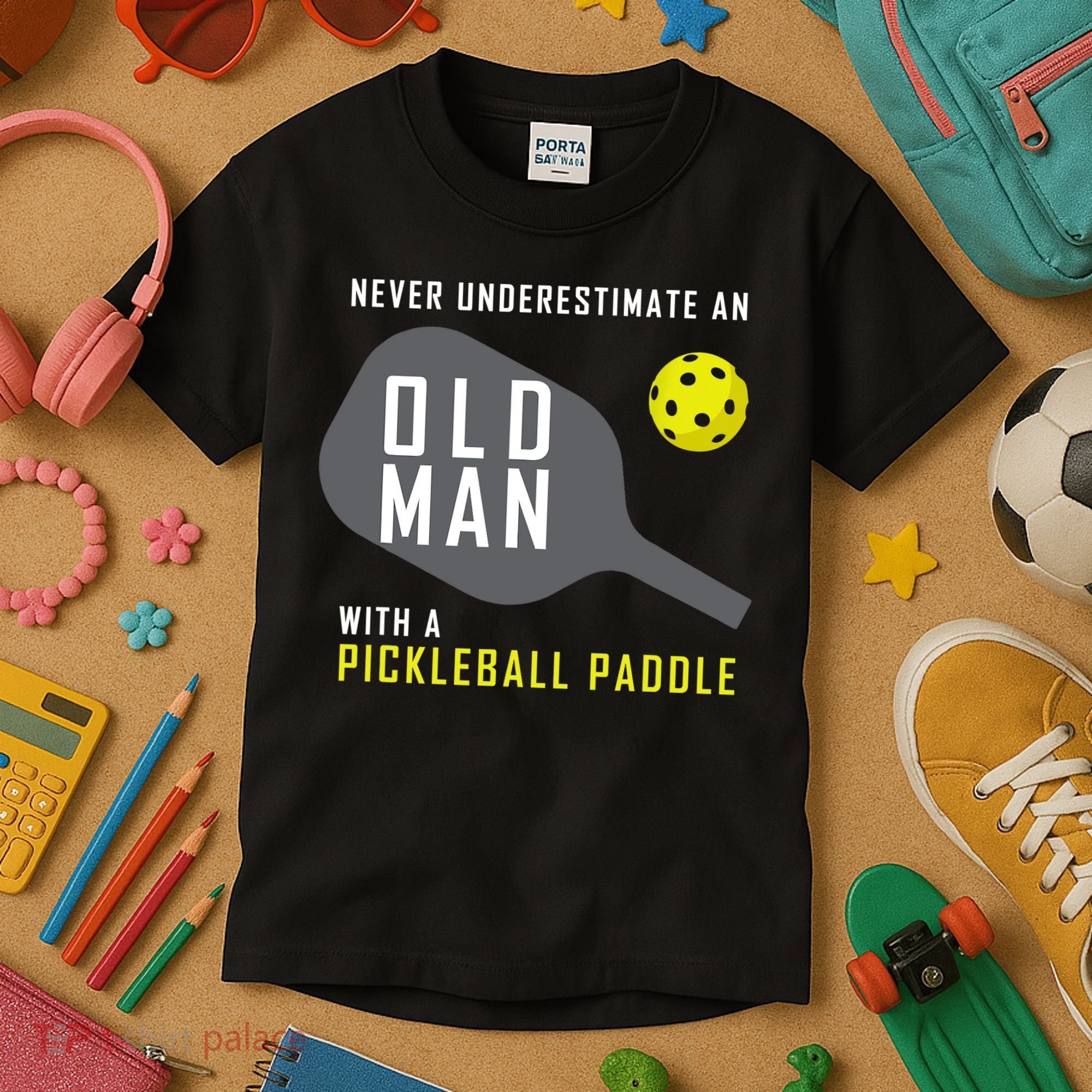 Mens Never Underestimate An Old Man Pickleball Paddle Gift TShirt Kids T-Shirt