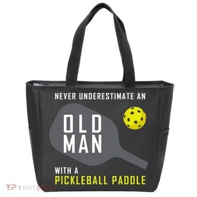 Mens Never Underestimate An Old Man Pickleball Paddle Gift TShirt Tote Bag