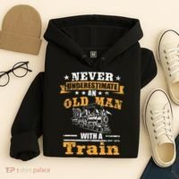 Mens Never Underestimate An Old Man Railroad Collector Train Hoodie thumb 4