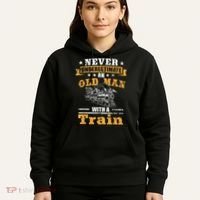 Mens Never Underestimate An Old Man Railroad Collector Train Hoodie thumb 5