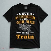 Mens Never Underestimate An Old Man Railroad Collector Train T-Shirt thumb 5