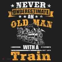 Mens Never Underestimate An Old Man Railroad Collector Train Beanie thumb 2