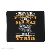 Mens Never Underestimate An Old Man Railroad Collector Train Mousepad thumb 0