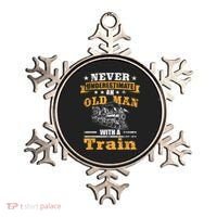 Mens Never Underestimate An Old Man Railroad Collector Train Ornament thumb 0
