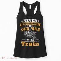 Mens Never Underestimate An Old Man Railroad Collector Train Women's Tank Top thumb 0