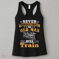 Mens Never Underestimate An Old Man Railroad Collector Train Women's Tank Top thumb 3