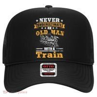 Mens Never Underestimate An Old Man Railroad Collector Train Hat thumb 0