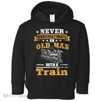 Mens Never Underestimate An Old Man Railroad Collector Train Toddler Hoodie thumb 0