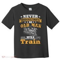 Mens Never Underestimate An Old Man Railroad Collector Train Toddler T-Shirt thumb 0