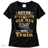 Mens Never Underestimate An Old Man Railroad Collector Train Women's T-Shirt thumb 0