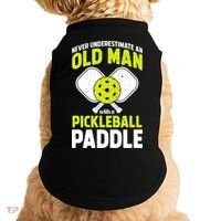 Mens Never Underestimate Old Man Funny Pickleball Paddle Gift TShirt Doggie Tank thumb 0