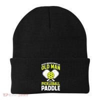 Mens Never Underestimate Old Man Funny Pickleball Paddle Gift TShirt Beanie thumb 0