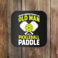 Mens Never Underestimate Old Man Funny Pickleball Paddle Gift TShirt Coaster thumb 0