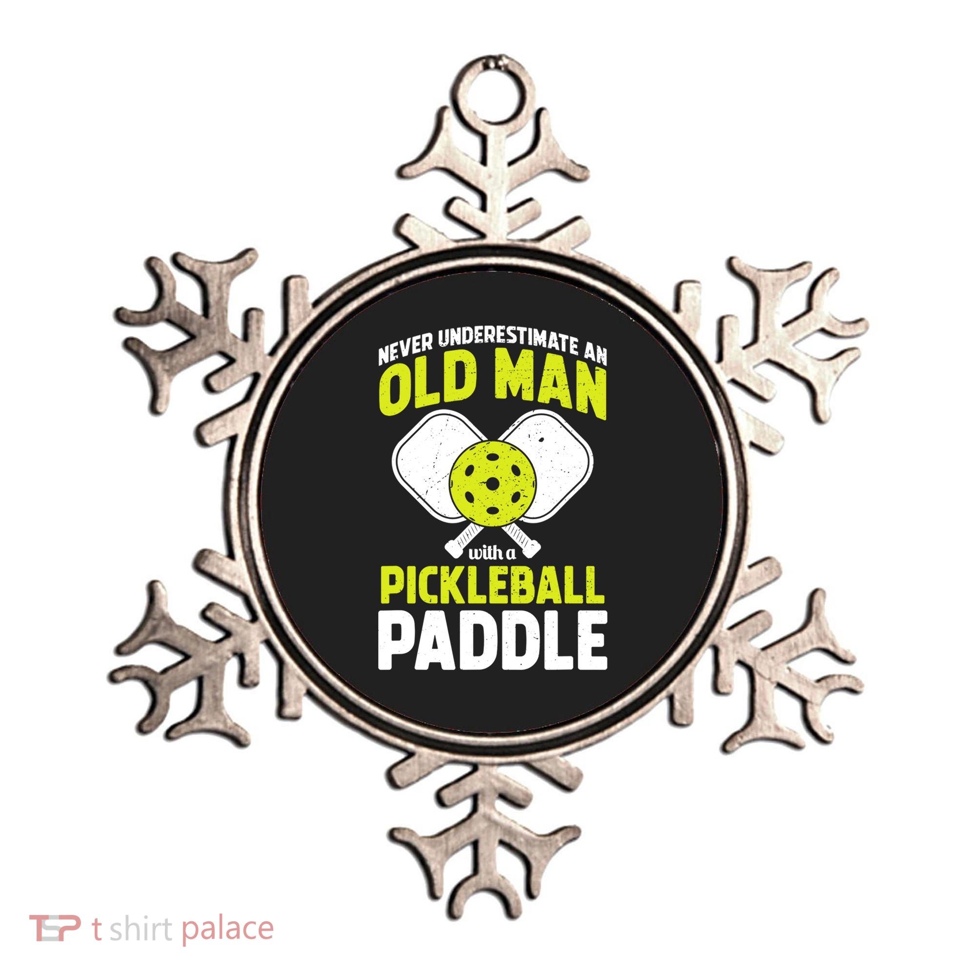 Mens Never Underestimate Old Man Funny Pickleball Paddle Gift TShirt Ornament